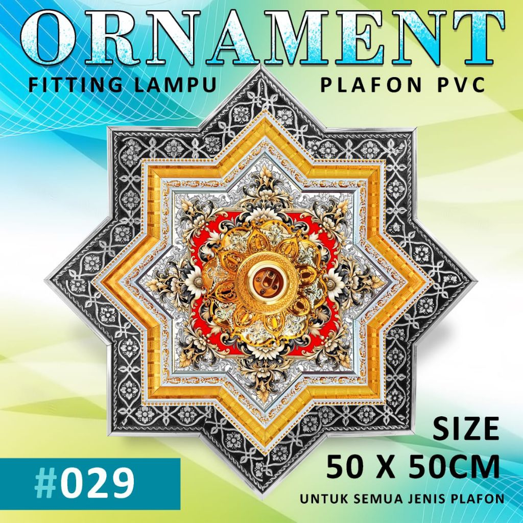 Ornamen lampu plafon pvc 50x50cm Doble frame