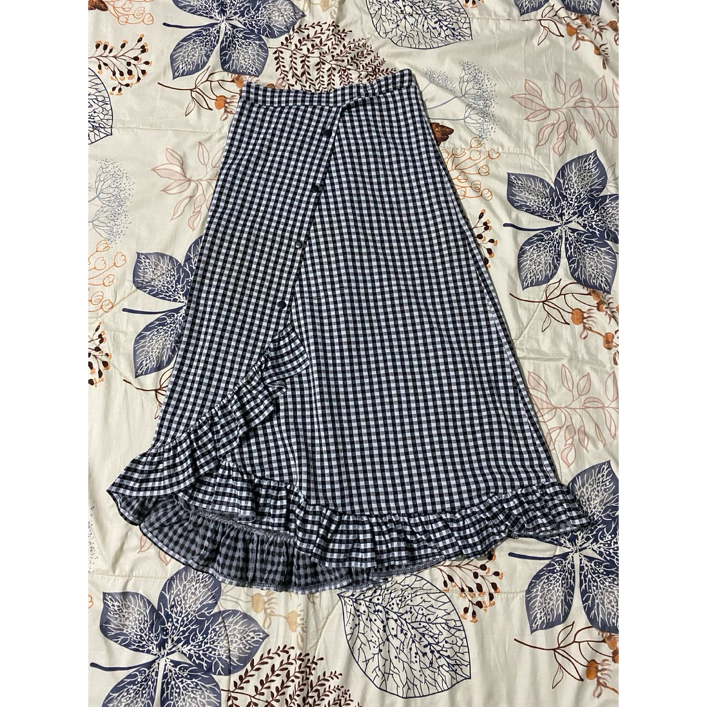 rok wanita panjang motif kotak kotak