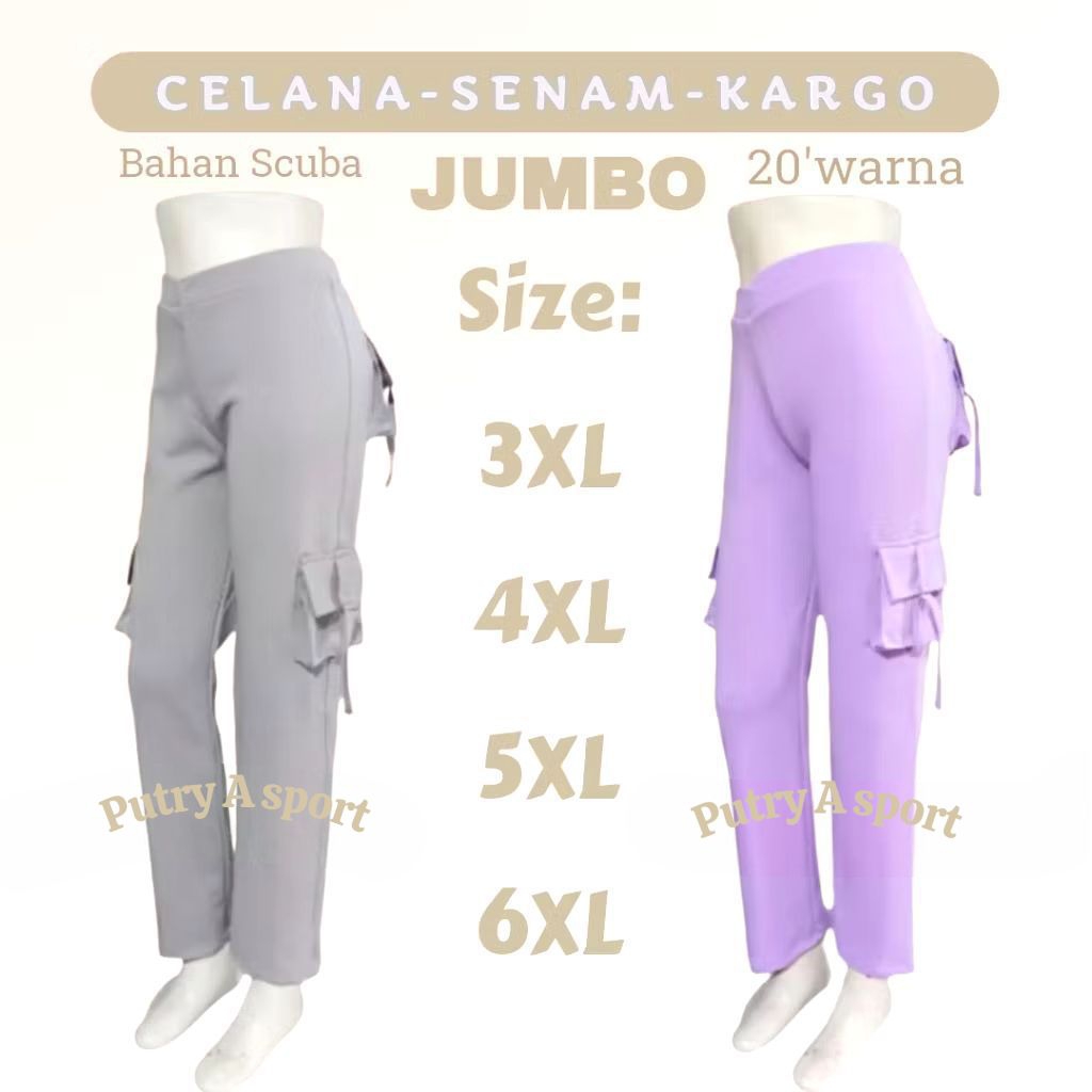 UKURAN JUMBO CELANA SENAM KARGO KANTONG 4 WANITA TERLARIS