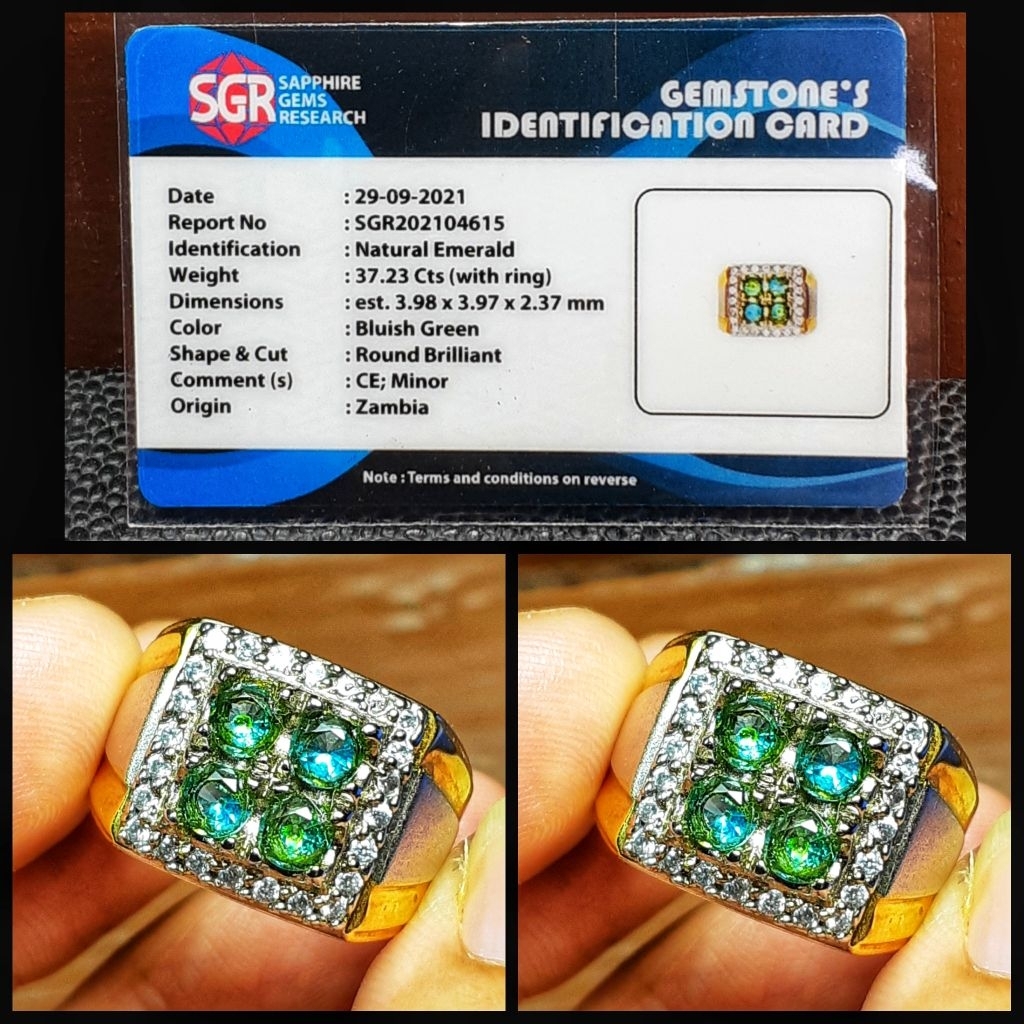 natural batu permata jamrud kristal + memo lab