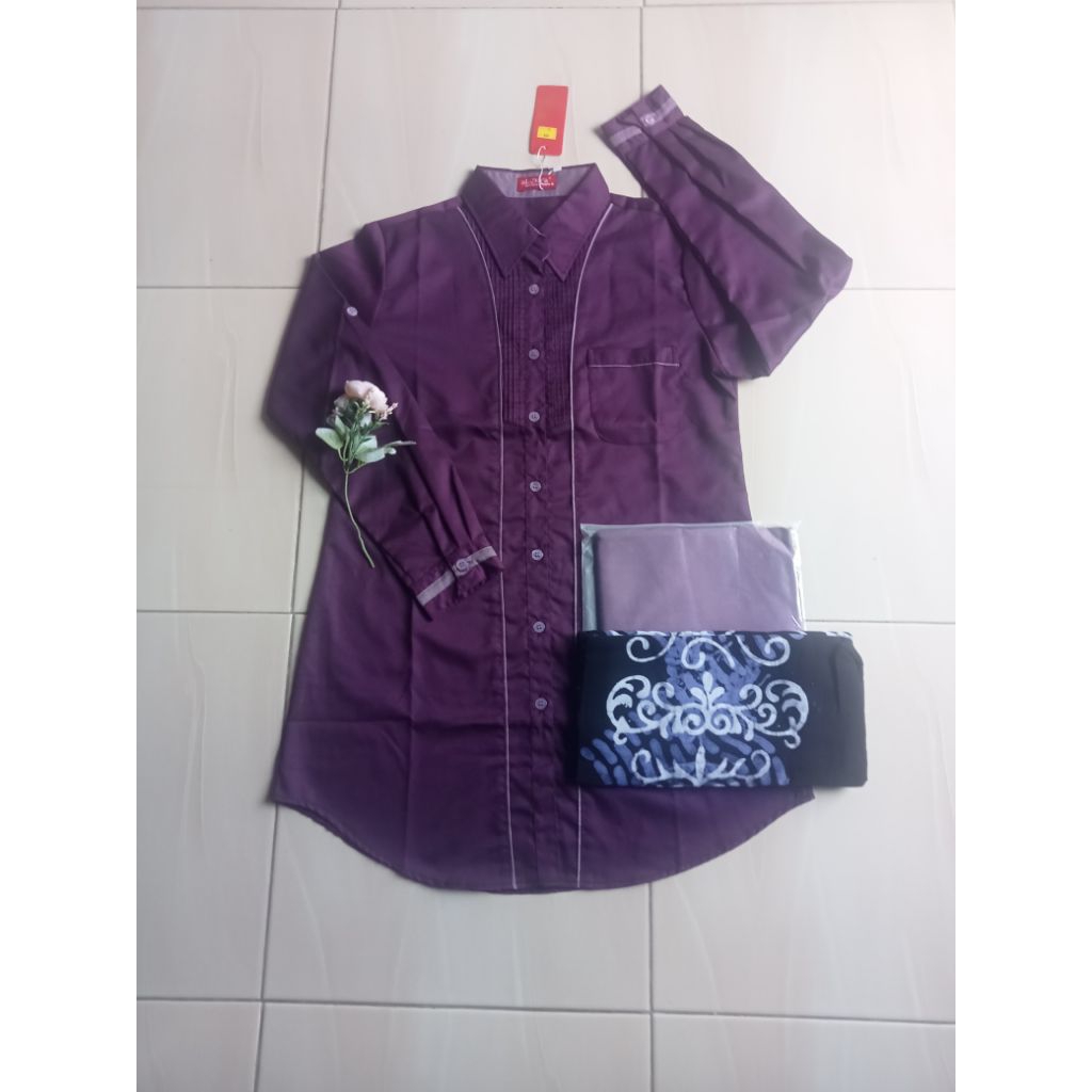 Stelan santri putri tunik Al Mya/baju/sarung/kerudung