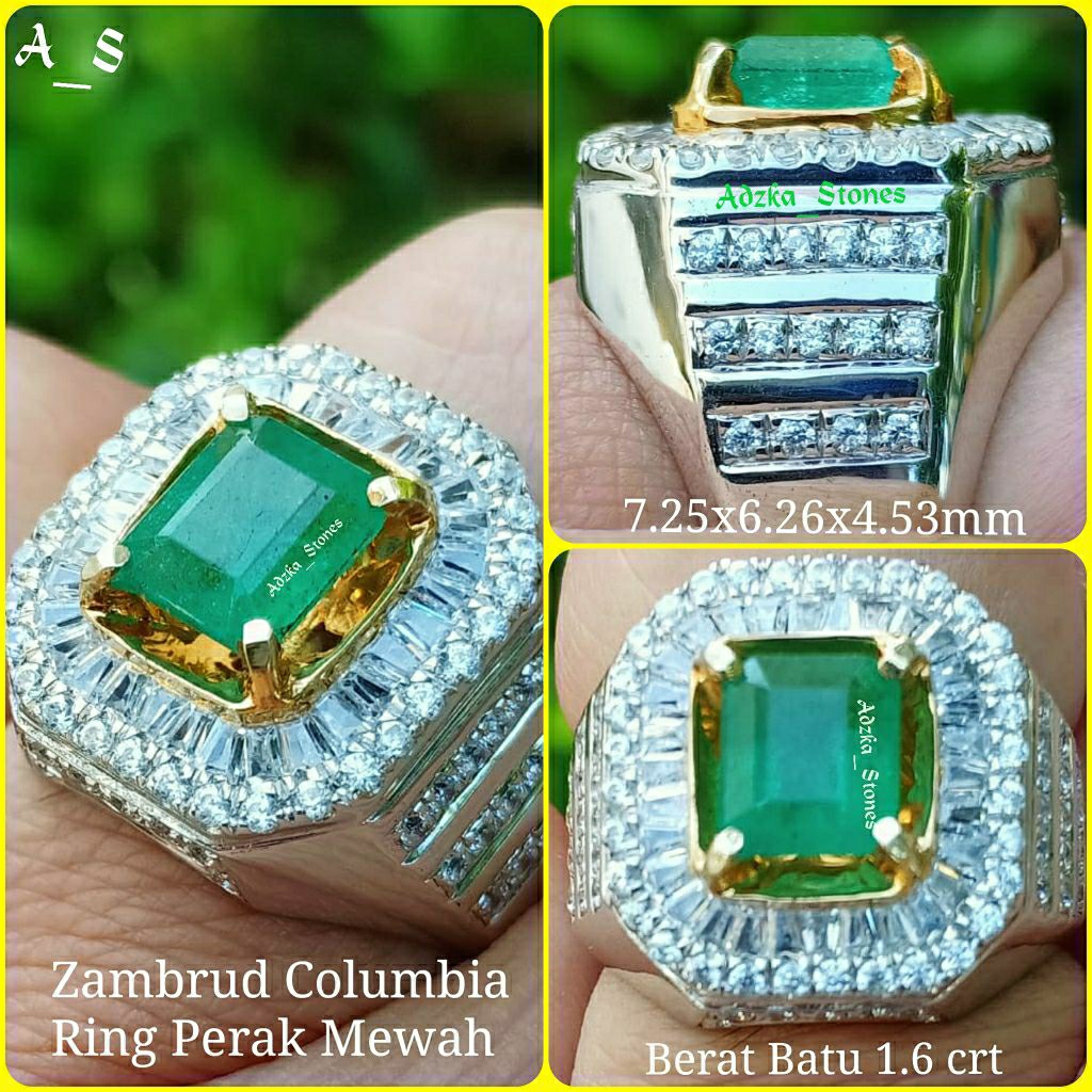Zambrud Columbia Ring Perak Mewah