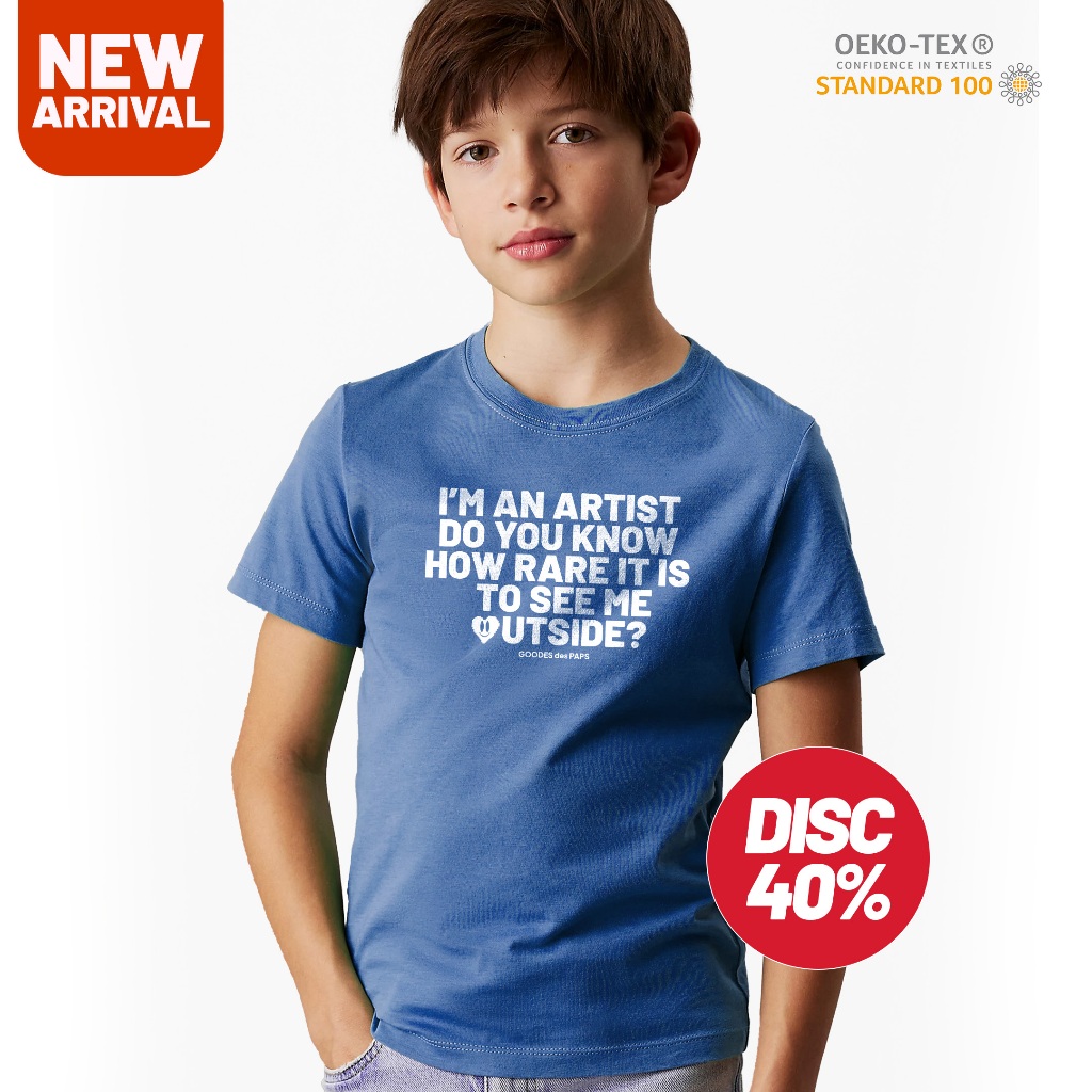 GOODES - KAOS ANAK ANAK UNISEX ARTIST BIRU | Kaos anak anak biru simple elagant