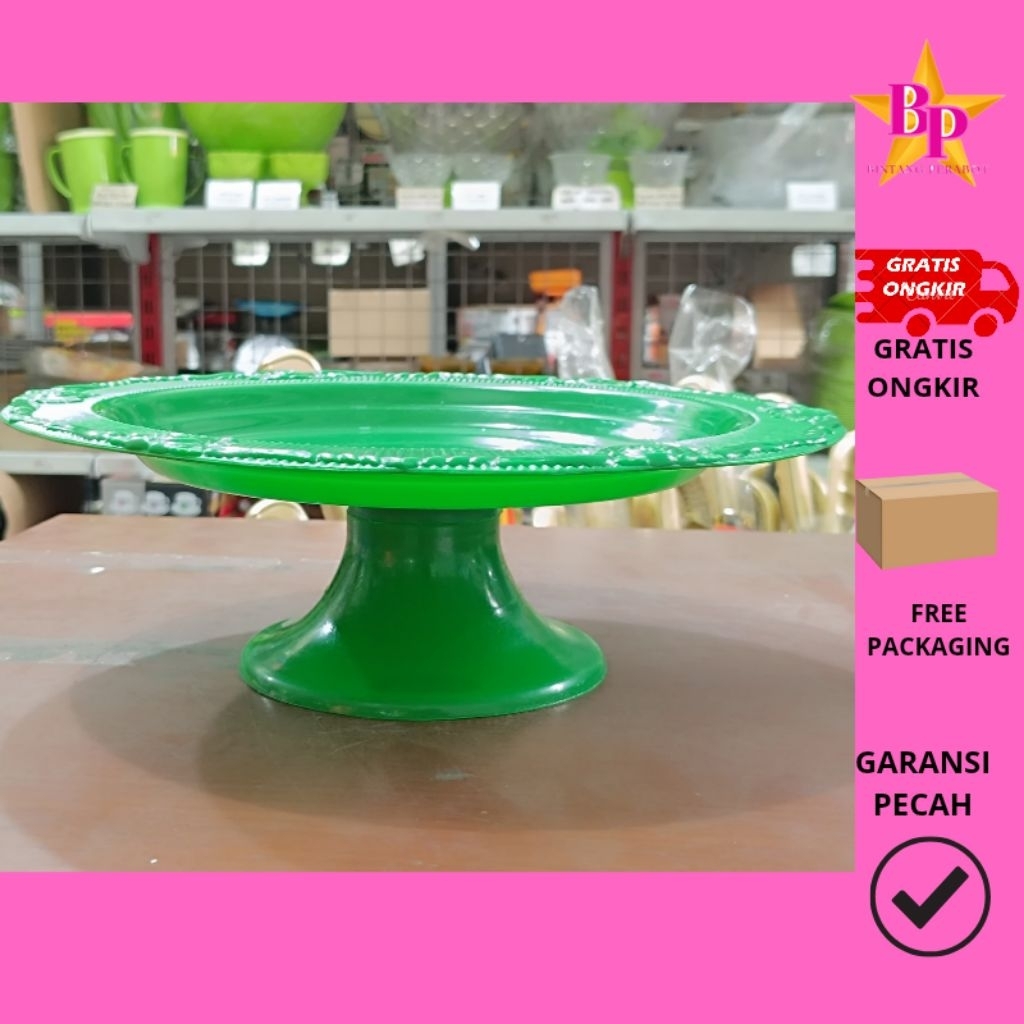 (1BH) Kaki Bosara/ Piring Bosara Plastik /Piring Buah / Dish Fruit/ Tempat Kue Khas Bugis Hijau