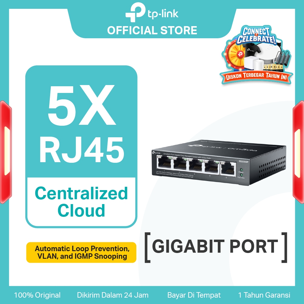 TP-Link Omada ES205G | 5-Port Gigabit | Easy Managed Switch | Centralized Cloud Management