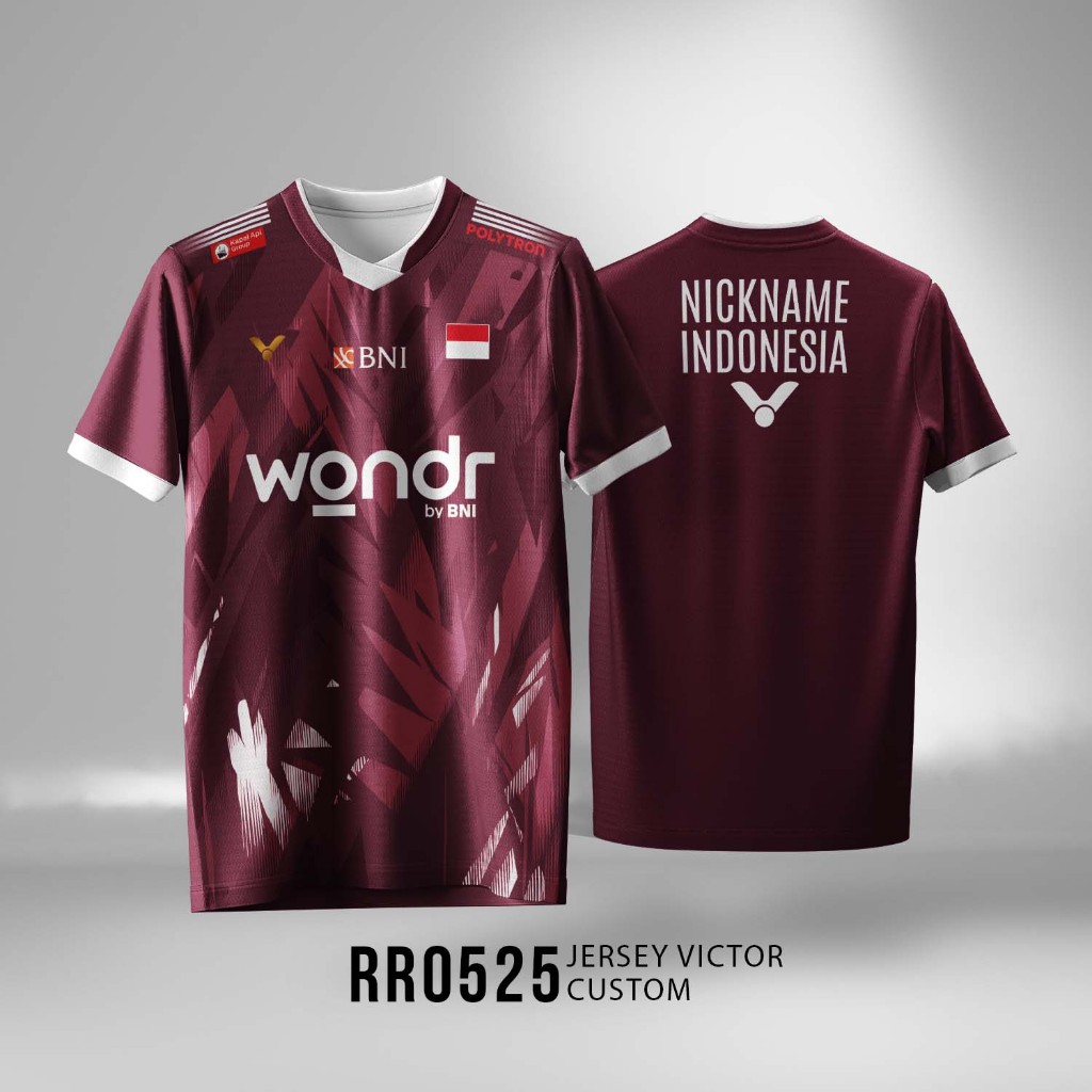 Jersey Badminton Victor Indonesia Terbaru 2025 Gratis Request Nama Punggung Premium Drifit Xtro.id