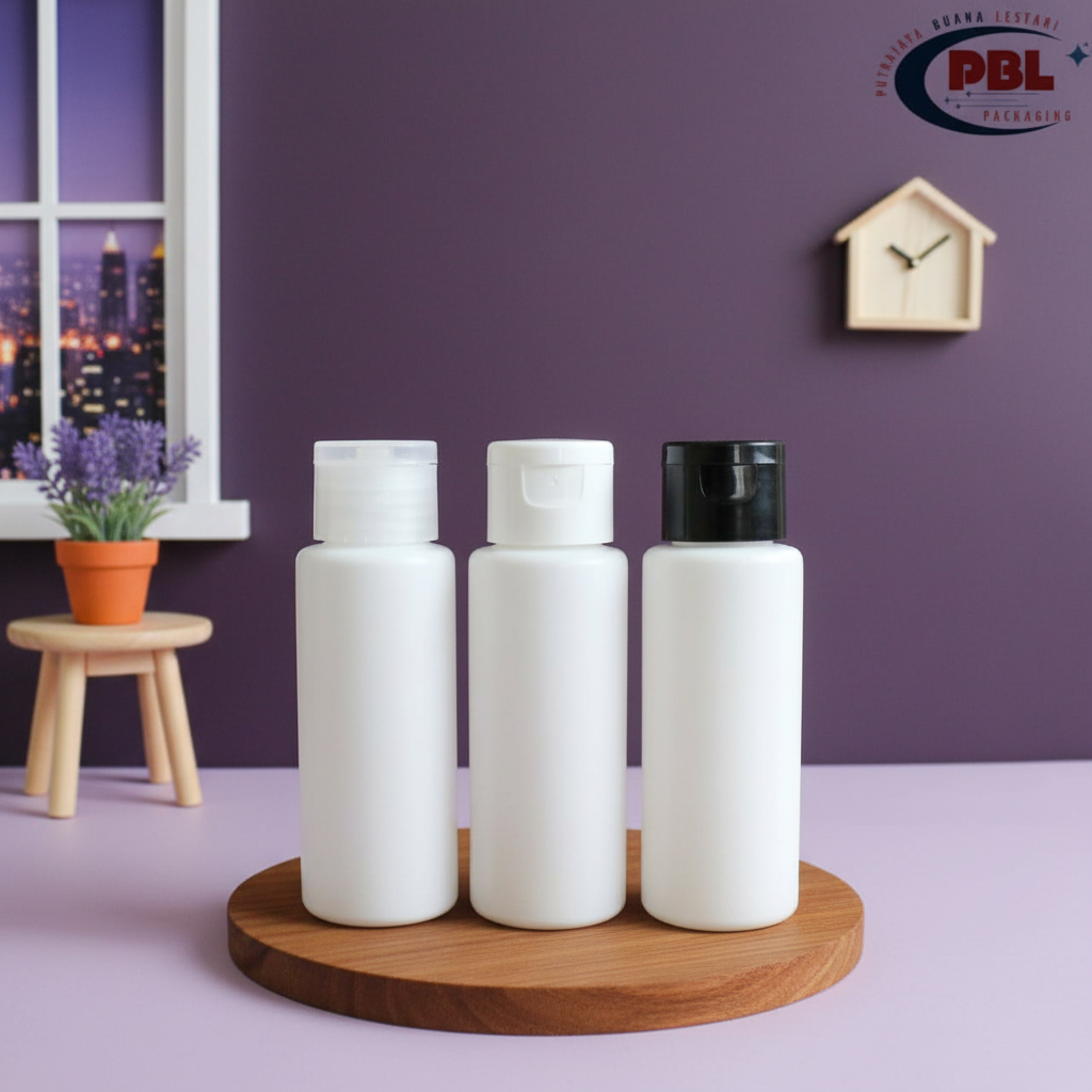 BOTOL FLIPTOP 60ml HDPE PUTIH / BOTOL PLASTIK 60ml / BOTOL TONER 60ml / TUTUP FLIPTOP SMOOTH/POLOS N