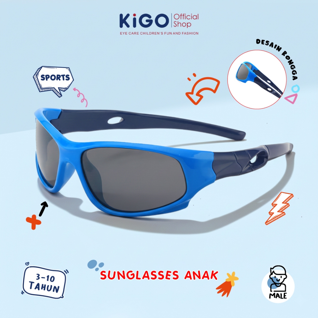 KIGO Kacamata Hitam Anak Anti UV400 Polarized Material Silikon Fashion OutDour Kekinian 816