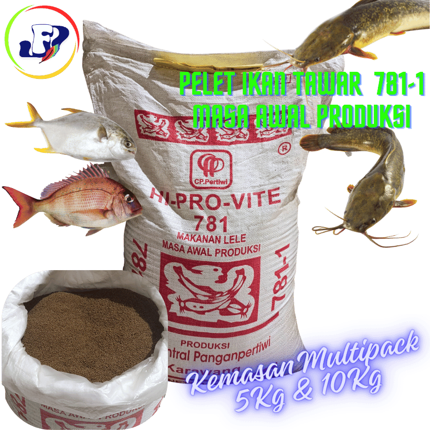 Pelet Ikan Hi Pro Vite 781-1 Pakan Bibit Ikan Tawar LELE, GURAME, NILA, BAWAL 5Kg & 10Kg