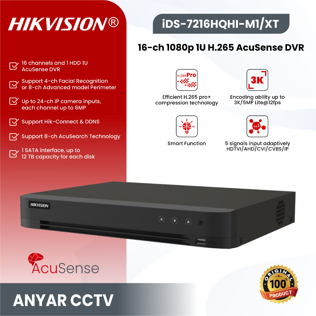 HIKVISION iDS-7216HQHI-M1/XT DVR 16CHANNEL HIKVISION iDS-7216HQHI M1/E