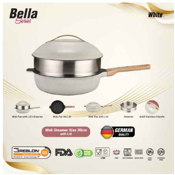 WOK PAN DAN STEAMER BELLA WOK STEAMER WHITE
