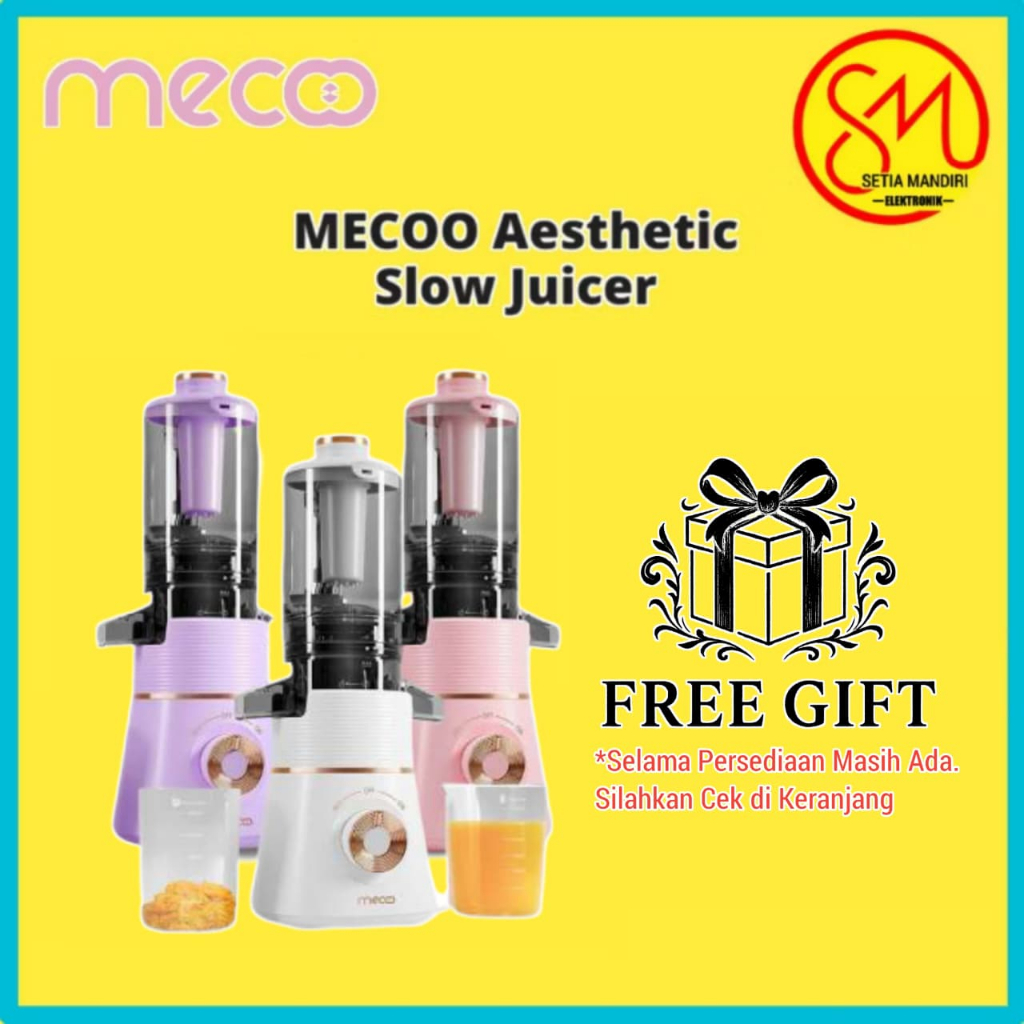 MECOO Aesthetic Slow Juicer Extra Big Mouth EasyJuice Filter-Free EasyClean 100 Low Watt MC6002