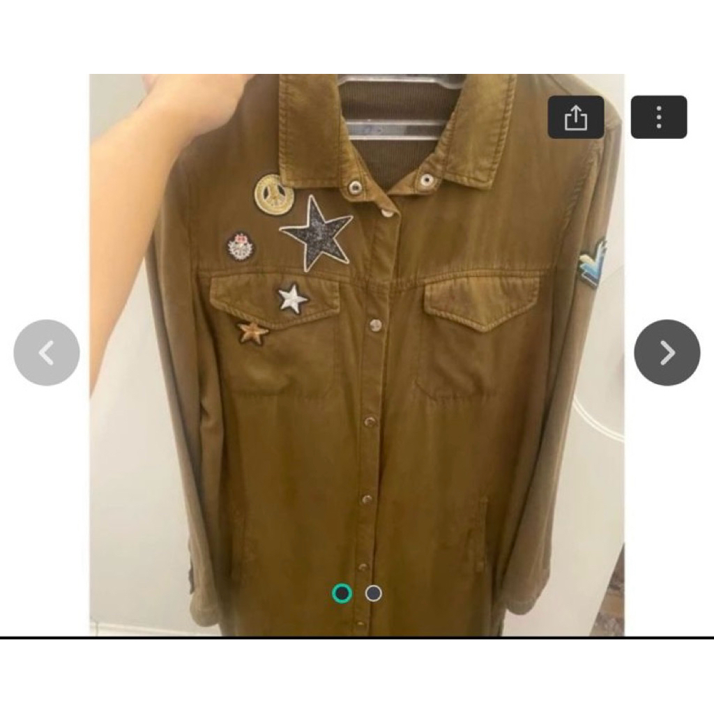 zara kemeja dress hijau army size L