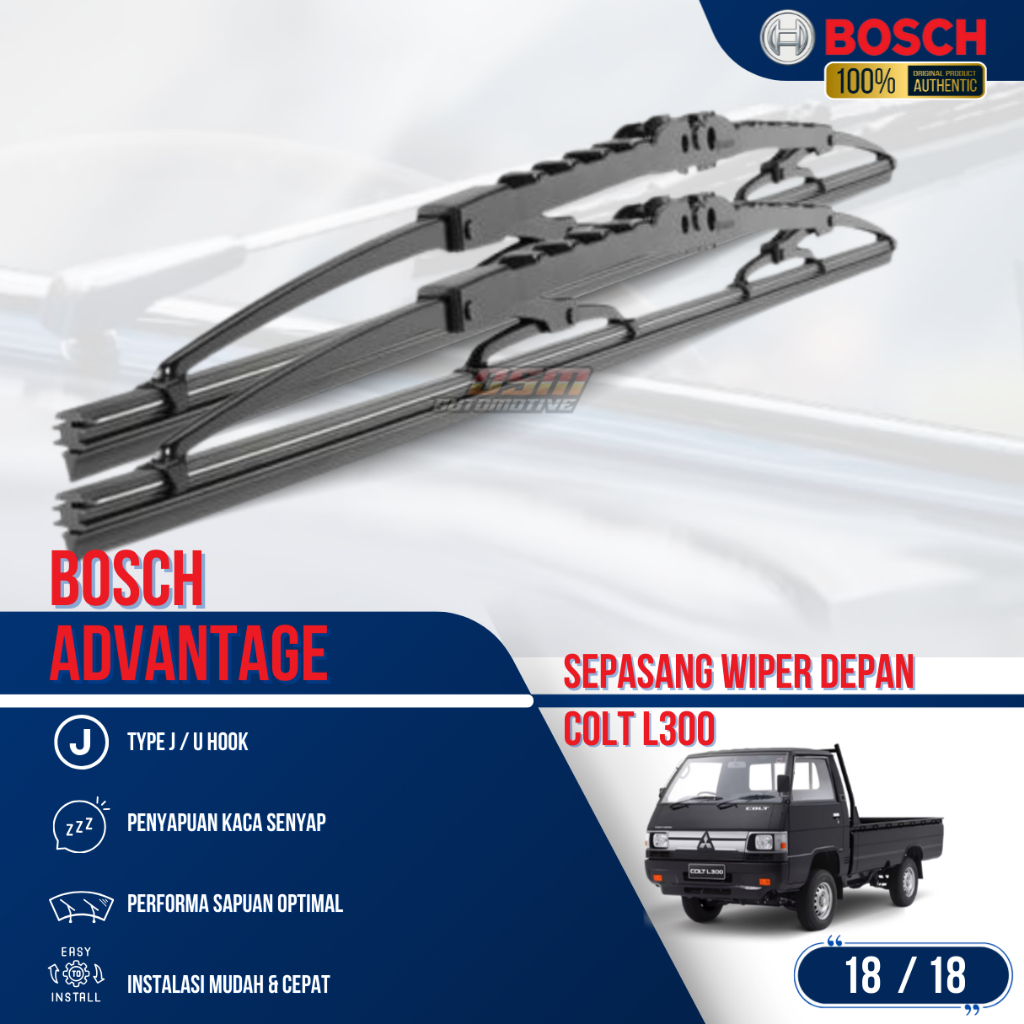 Bosch Advantage / Karet Wiper Mobil Mitsubishi L300 18" dan 18" (Sepasang) / Wiper L300
