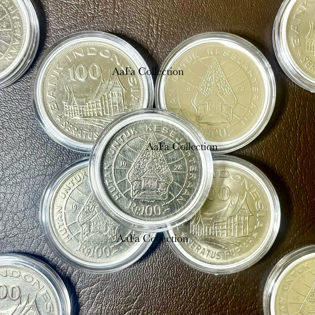 UANG KOIN KUNO 100 TIPIS RUMAH GADANG + KAPSUL PELINDUNG