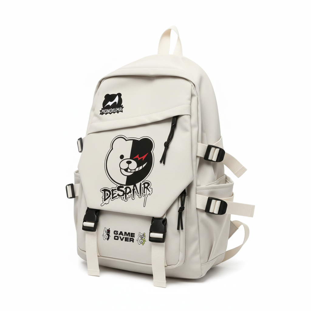 Ransel Anime Danganronpa Monokuma Ransel Pria Warna Solid Kasual Wanita Pria