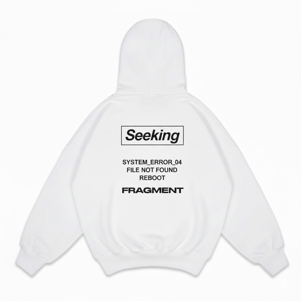 Hoodie Boxy Oversize Seeking Error Fragment Reboot | Jaket Sweater Pria Wanita Streetwear Basic Whit