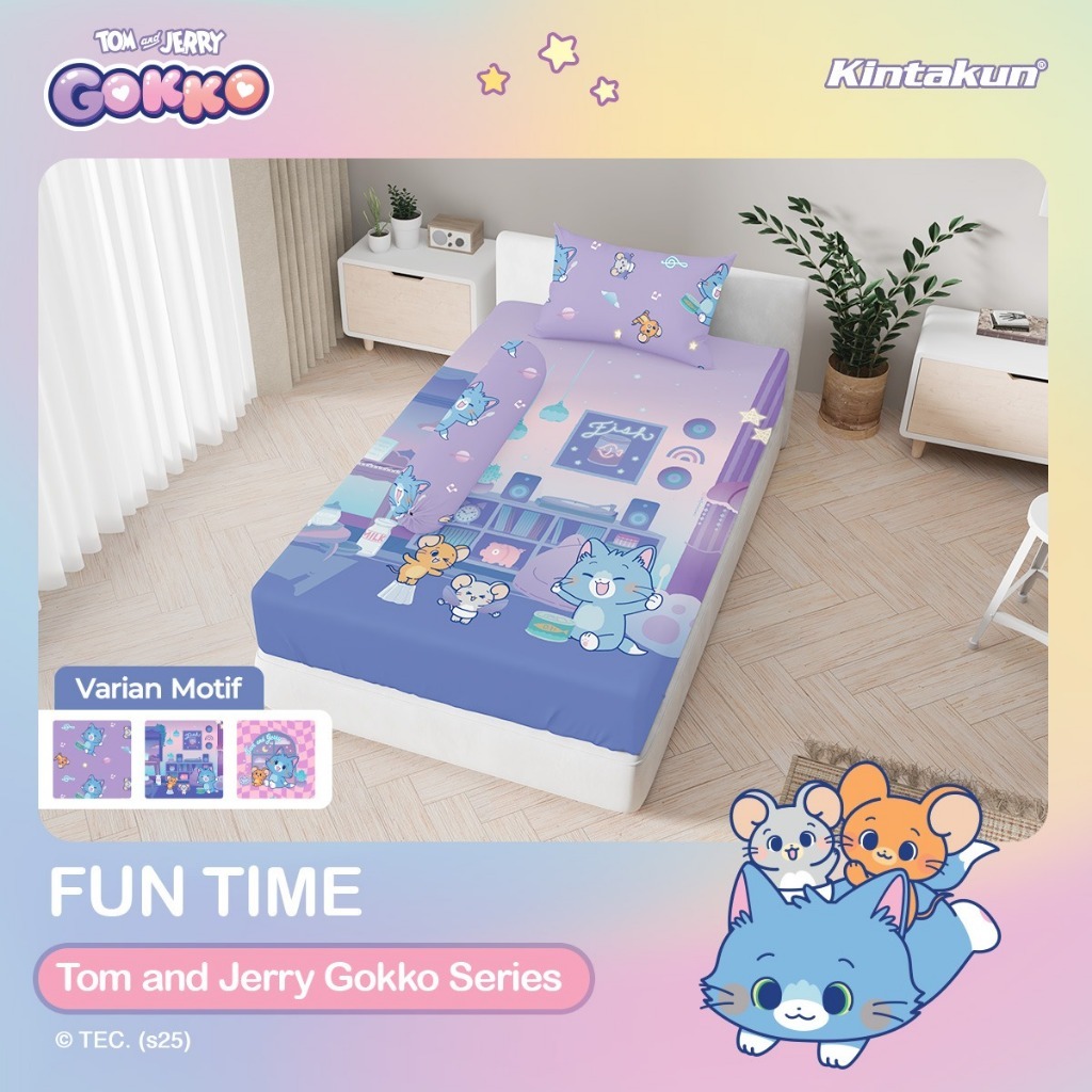 Kintakun D'luxe - Sprei Flat 100/120/160/180 Small Single Queen King Motif TOM N JERRY GOKKO SERIES 