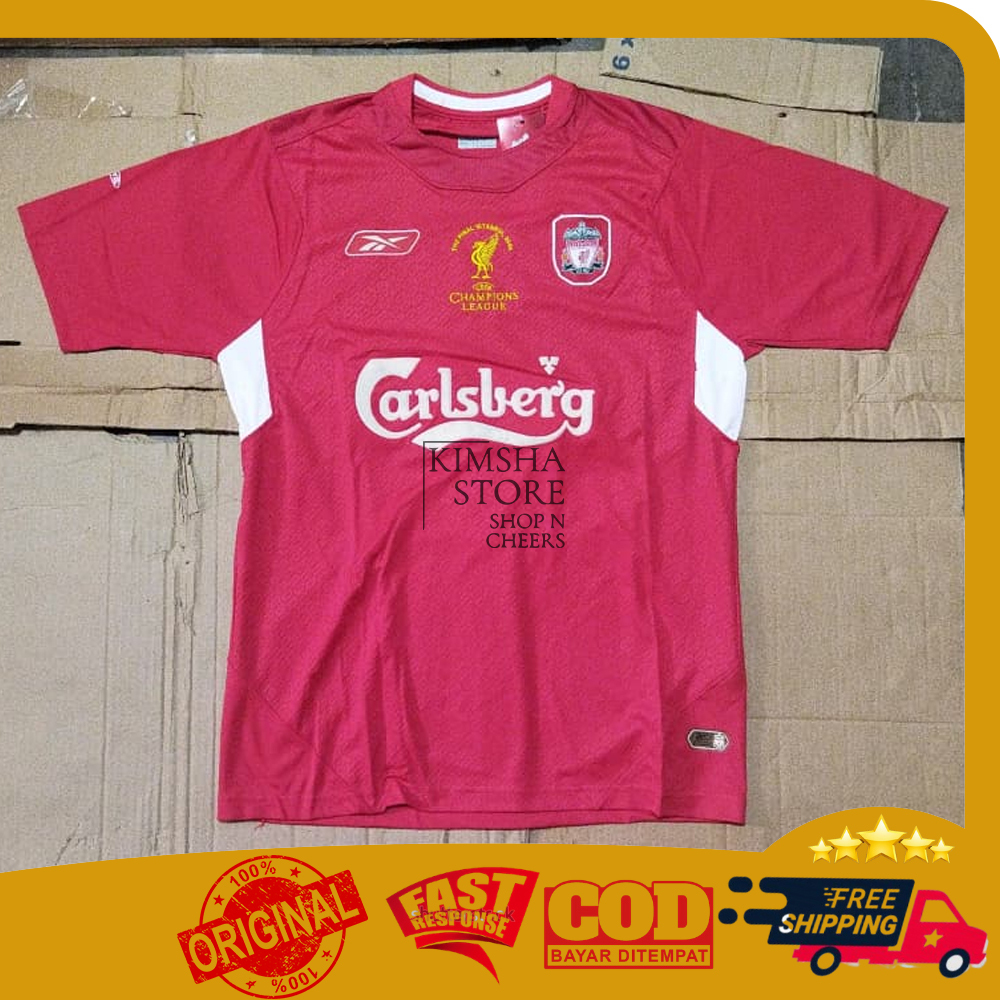 Kaos Reebok Jersey Liverpool F.C. 2004 2005 Home UCL Final Istanbul Football Club Soccer Shirt Retro