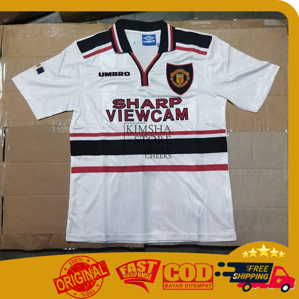 Kaos Umbro Jersey Manchester United F.C. 1997 1998 Away MUFC Man.U Football Club Soccer Shirt Retro 