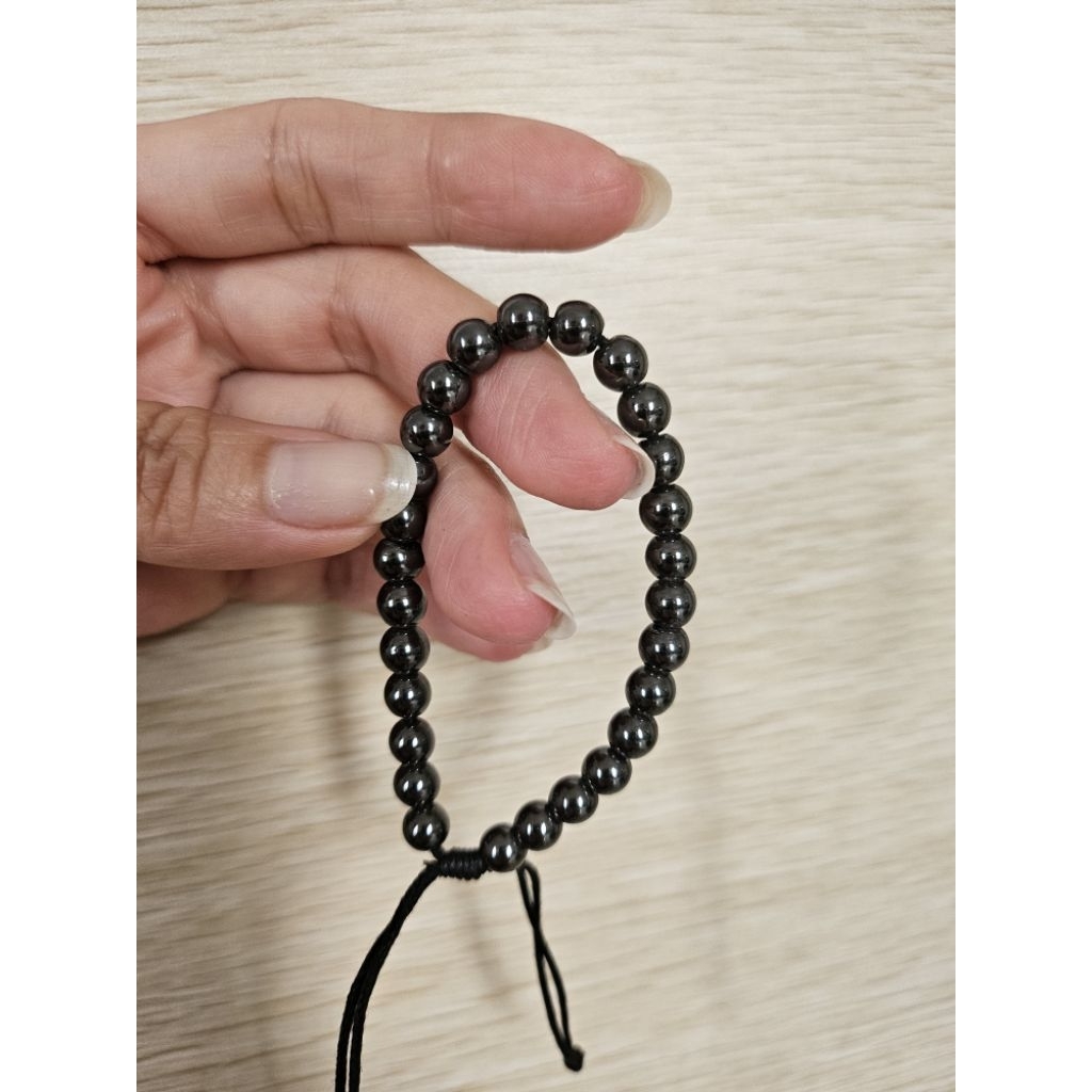 Gelang Hematit Gemstone Asli Unisex Adjustable