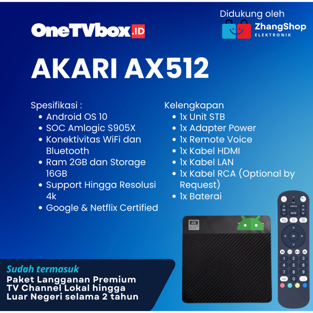STB Akari AX512 Android TV Box 2/16GB Full Root Unlock Siap Pakai
