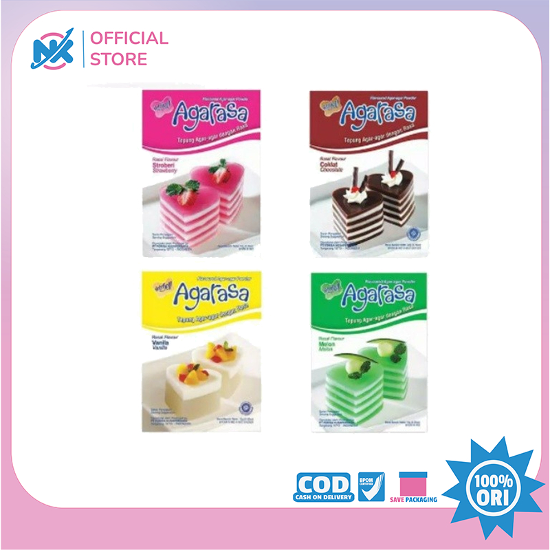 NUTRIJELL AGARASA 22 GRAM 10 GR TEPUNG AGAR AGAR RASA COKELAT VANILA STRAWBERRY MELON PUDING COKLAT 
