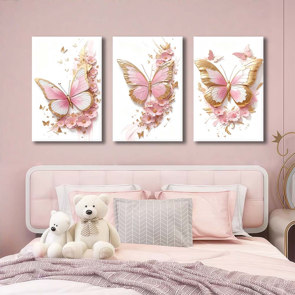 Lukisan Dinding Kupu-Kupu Estetik Set Dekorasi Kamar Anak Perempuan Ruang Tamu Kamar Tidur Dewasa