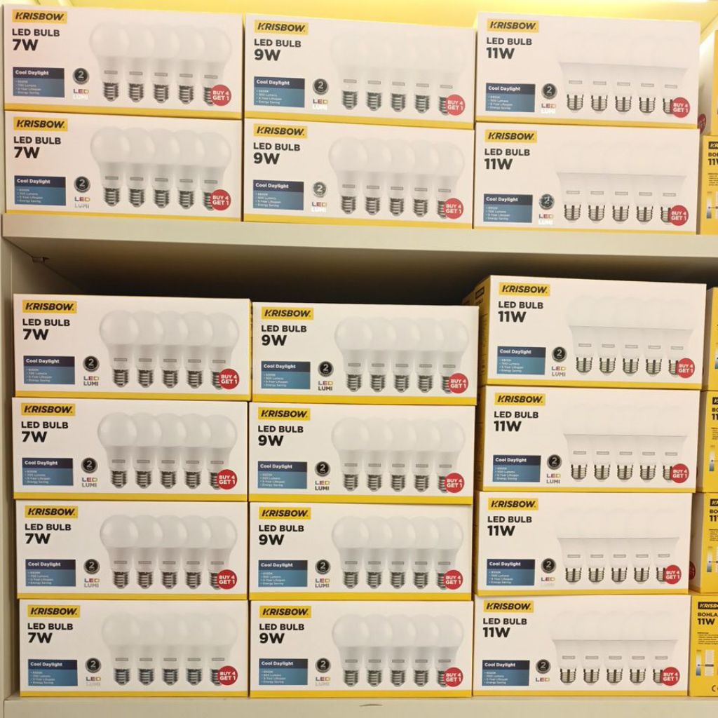 Lampu Bohlam LED KRISBOW 3/5/7/9/11 Watt/ Putih & Kuning/Lampu bohlam/bulb/Set Lampu/lampu serbaguna