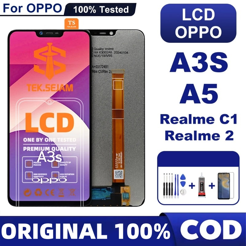 LCD OPPO A3S / LCD OPPO A3S ORIGINAL 100% OPPO A5 / REALME 2 / REALME C1 Original Fullset ORI ASLI T