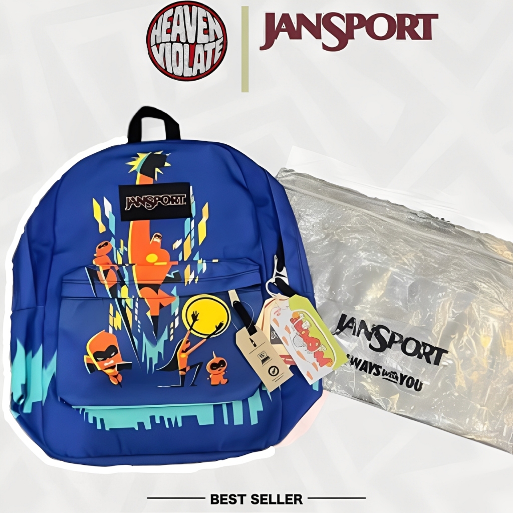 (COD) TAS JANSPORT INCREDIBLE BLUE BACKPACK SCHOOL - JANSPORT X MR.INCREDIBLES - JANSPORT INCREDIBLE