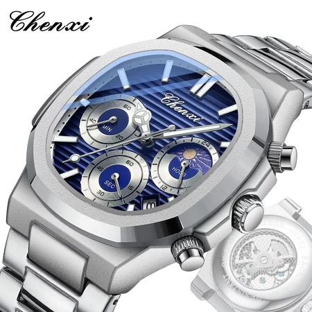 Jam Tangan Pria CHENXI 0092B Otomatis Anti Air Unik Stylish Luxury Stainless Steel Multifungsi kado 