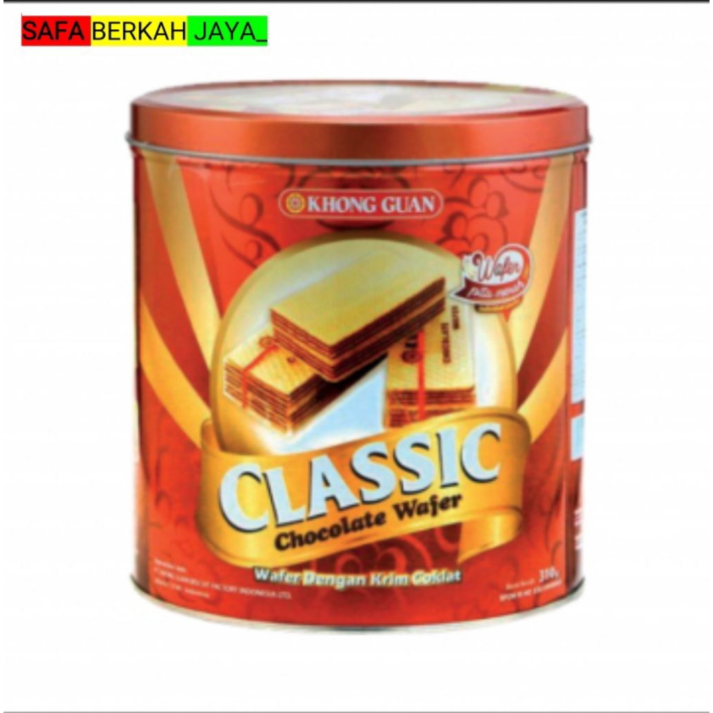 Khong Guan Wafer Classic Choco Kaleng 310g/biskuit kaleng lebaran