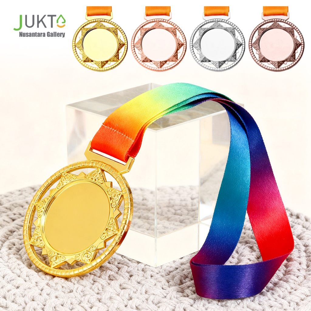 JUKTA [COD] Medali Logam Emas Perak Perunggu | Tali Pelangi | Hadiah Lomba Sekolah & Olahraga | Meda