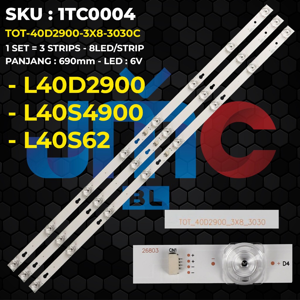 Backlight TV TCL 40 Inch L40D2900 L40S4900 L40S62 TOT-40D2900-3X8-3030C