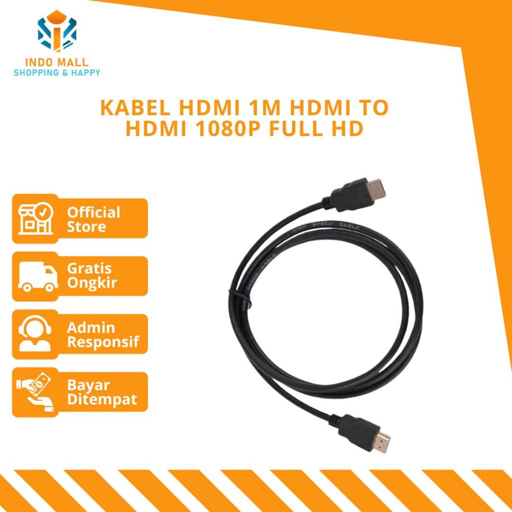Kabel HDMI 1M HDMI TO HDMI 1080P Full HD TV Set Top Box STB Parabola PS DVD Player Komputer Monitor 