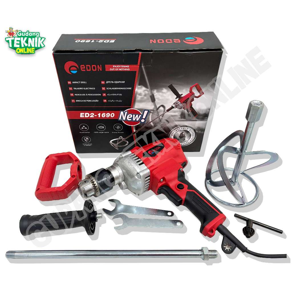 Mesin Bor Pengaduk Cat 16mm EDON ED2-1690 / Paint Mixer Cat Listrik ED2 1690 EDON Mesin Bor Aduk Cam