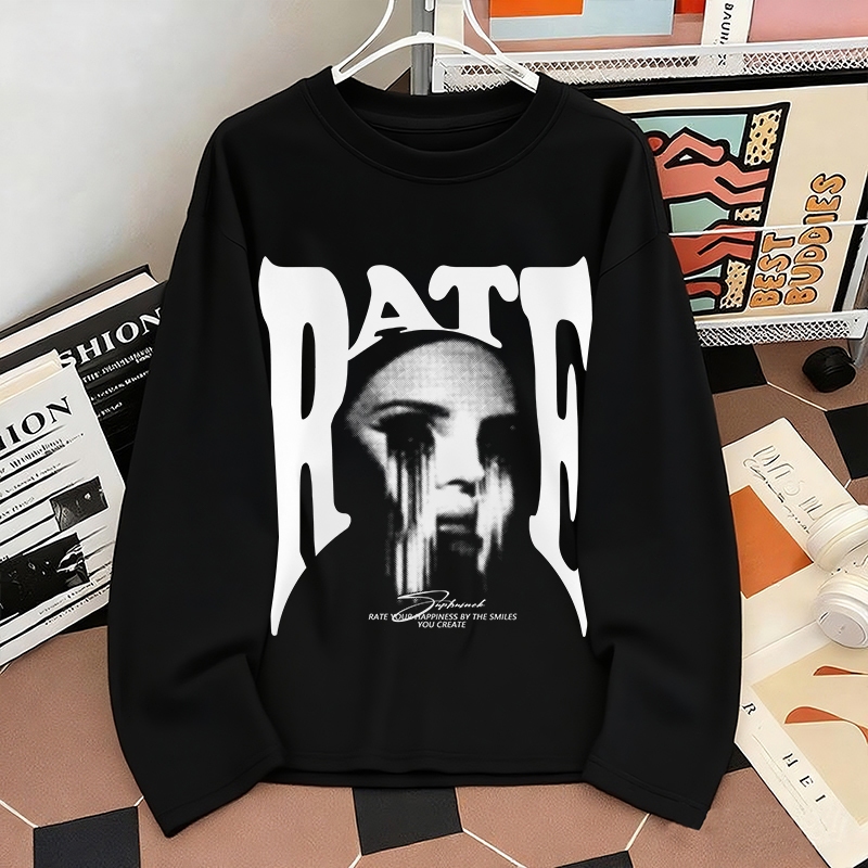 Naomifashion - Kaos hitam kece | Streetwear | Kaos oversize lengan panjang | Desain abstrak Gothic |