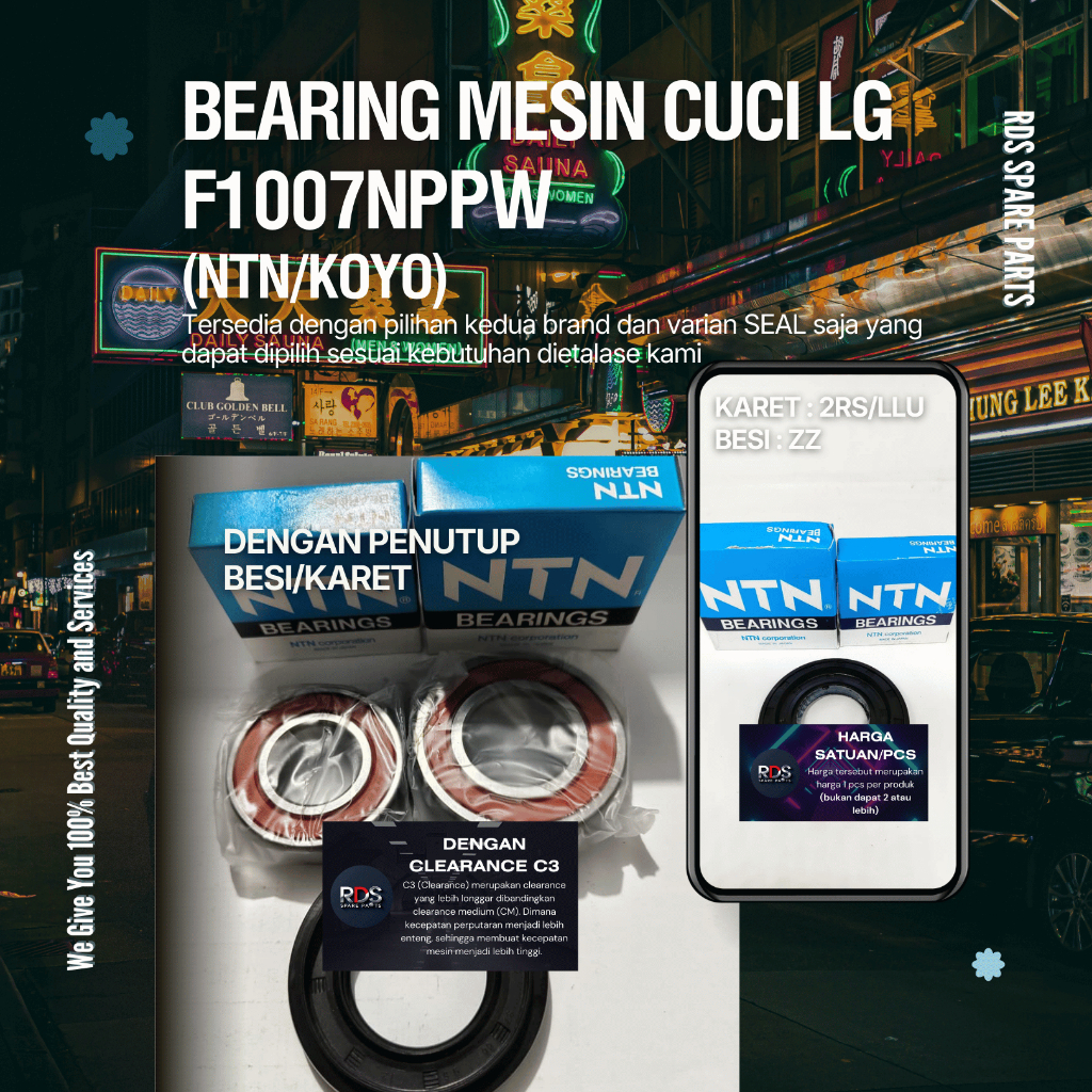 BEARING MESIN CUCI LG F1007 NPPW (KOYO/NTN ORIGINAL) F1007NPPW