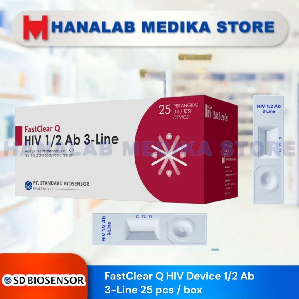 SD BIOSENSOR FastClear QHIV 1/2 Ab 3-LineAlat uji cepat antibodi HIV 1 & 2 HIV 1 & 2 antibody rapid 