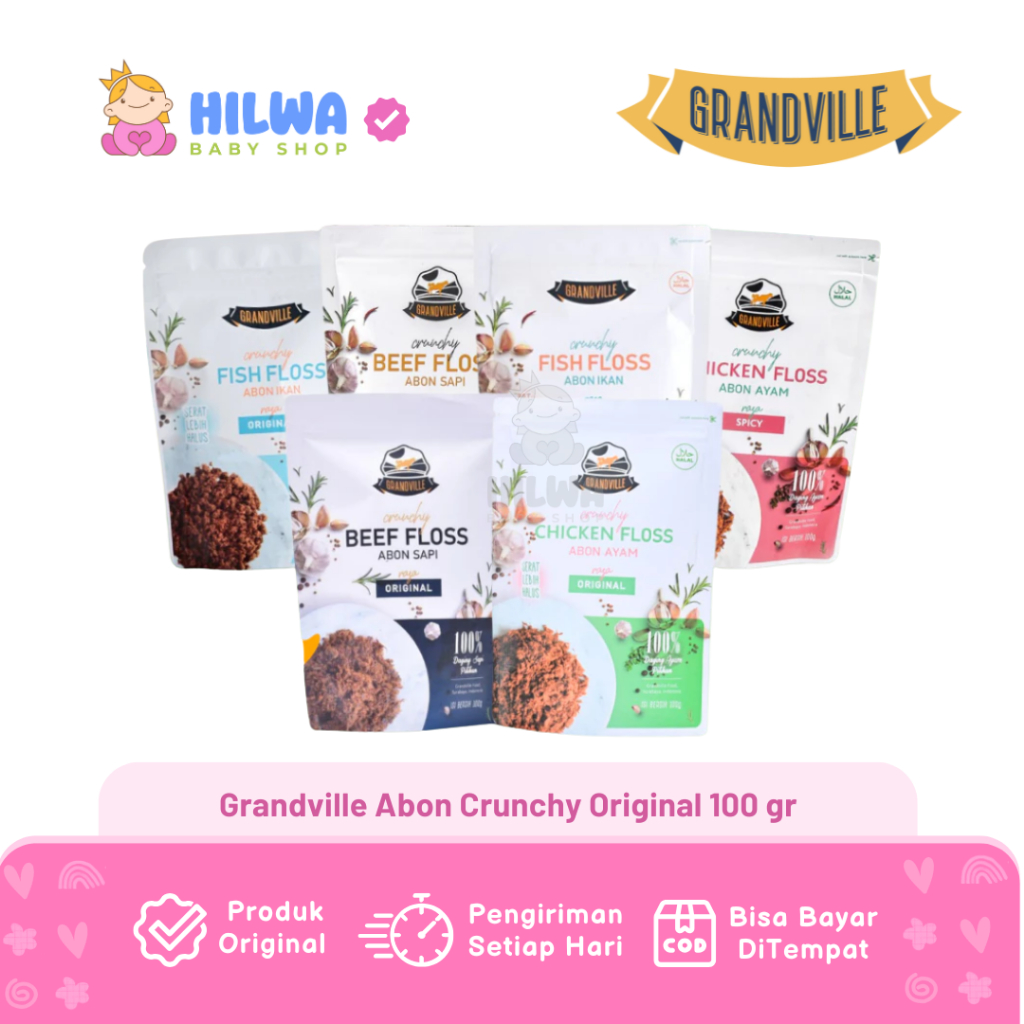 Grandville Abon Crunchy - Abon Cipung | Ayam Ori & Spicy - Ikan Ori & Spicy - Sapi Ori & Spicy BPOM
