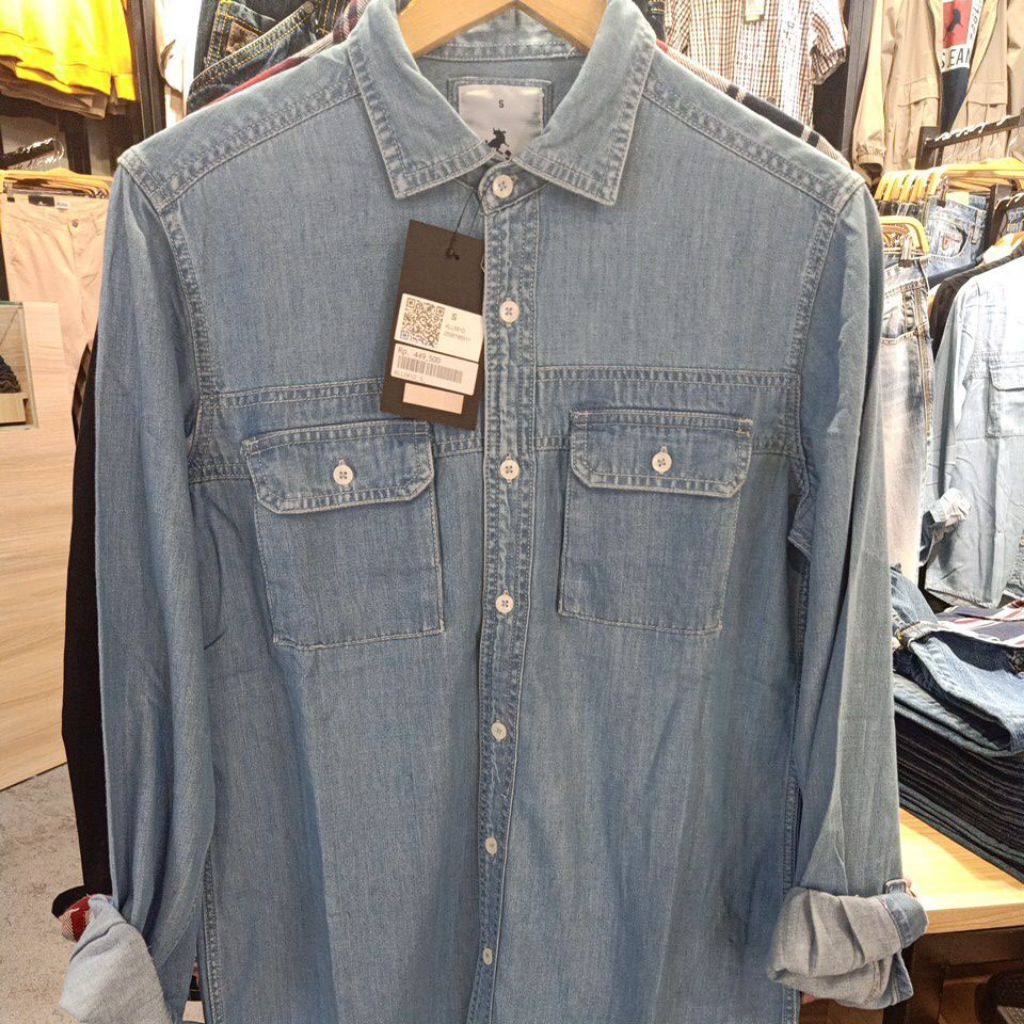 kemeja lois lengan  panjang denim(581)