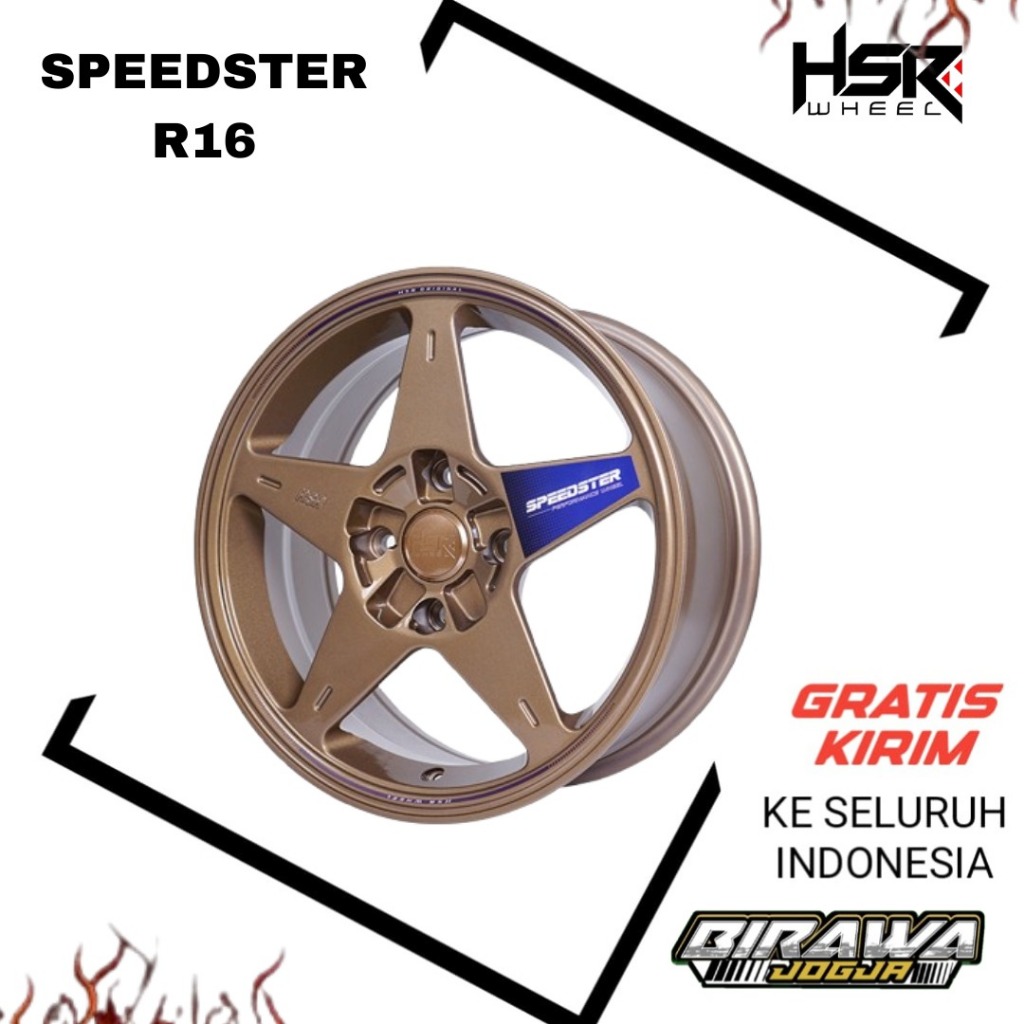pelek model bintang ring 16 single pcd 4x114 velg mobil hsr speedster untuk avanza grand livina