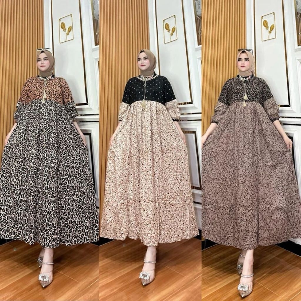 Gamis Wanita Motif Terbaru Bahan Rayon Tebal Adem Gamis Kekinian Gamis Rayon Premium