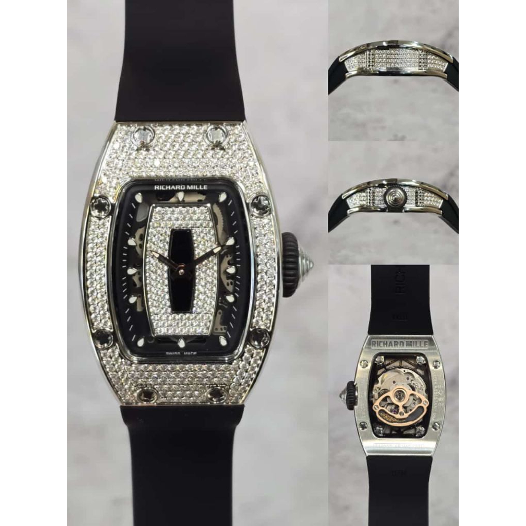 Jam tangan Fashion Wanita Automatic Swiss RM 007 07-01 Lady Diamond Sapphire Stainless steel / Ceram