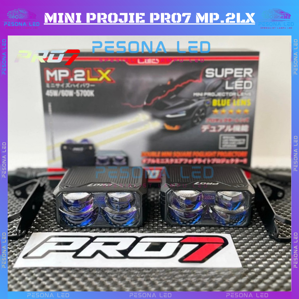 DOUBLE Mini Projie Pro7 MP.2LX Super LED Blue LENS 2 x 50W / MP 2LX MINI PROJIE 2 Mata Bluelens