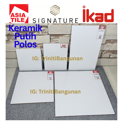 Asia Tile Keramik kramik ubin lantai dinding tembok putih polos Murano plain white Ikad 20x20 20x25 