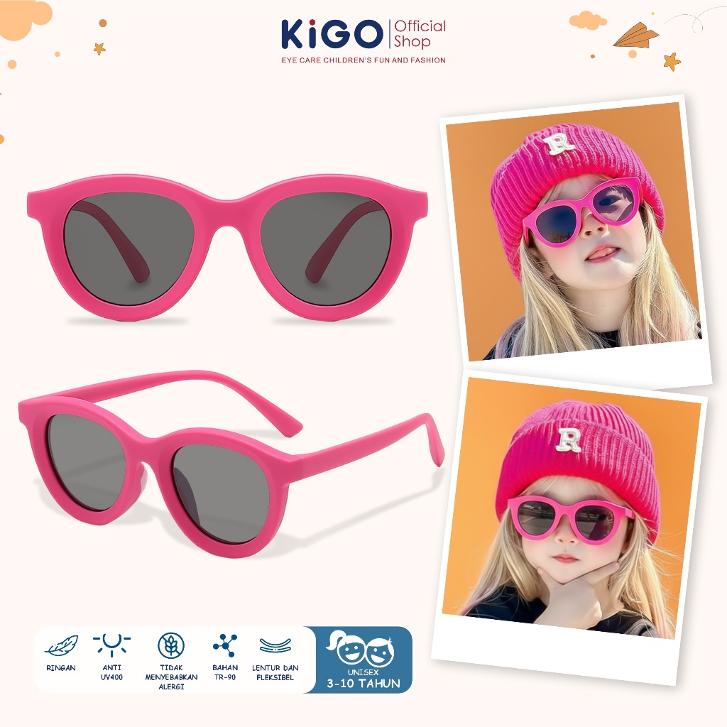 KIGO Kacamata Hitam Anak Sunglasses Fashionable Glasses Polarized TR90 Unisex Terbaru 6-144