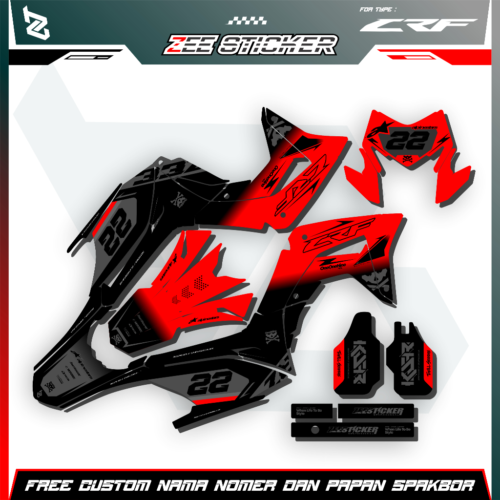 DECAL FULLBODY CRF 150L MOTIF GRADASI SIMPLE VARIAN GLOSSY HOLOGRAM CHROME BY ZEESTICKER