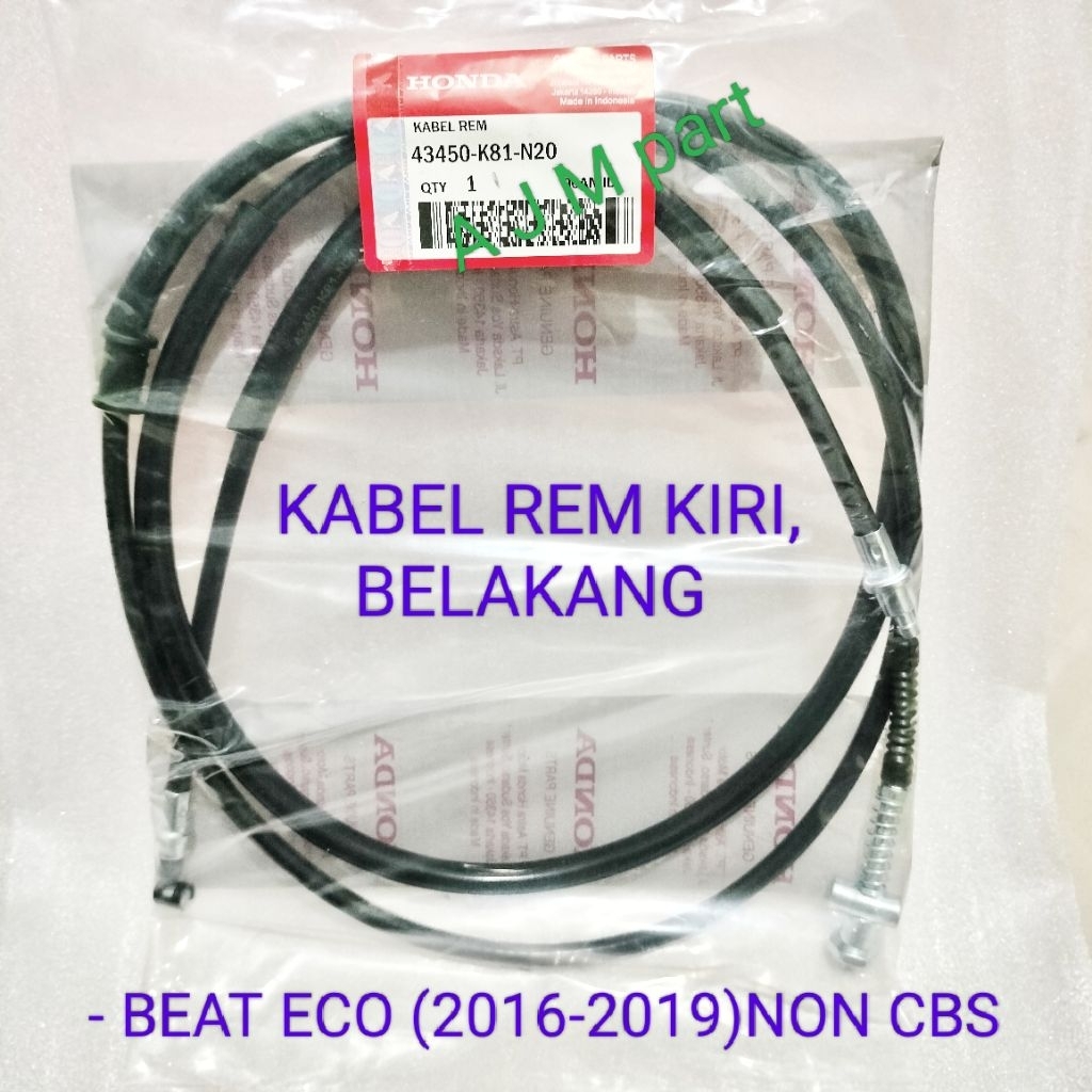 KABEL REM KIRI BELAKANG HONDA BEAT FI ECO NON CBS 2016 2017 2018 2019